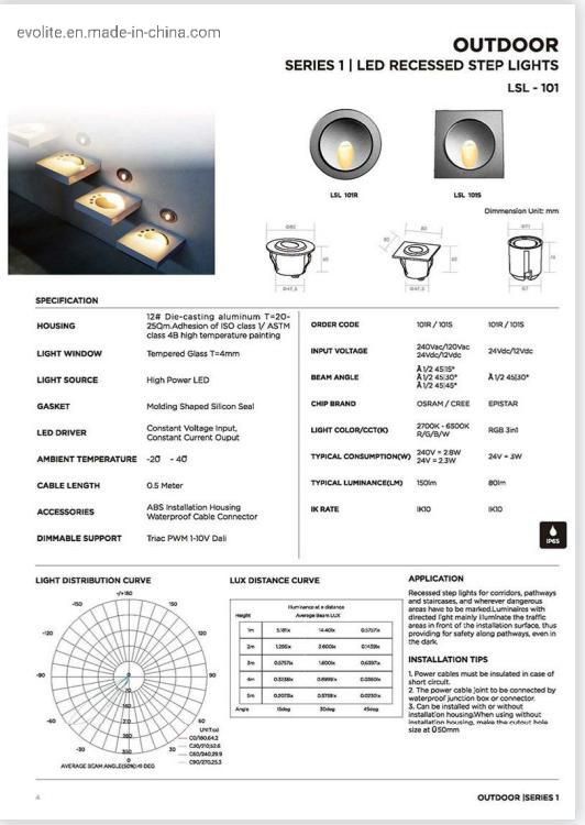 IP65 Waterproof Aluminum LED Recessed Step Light