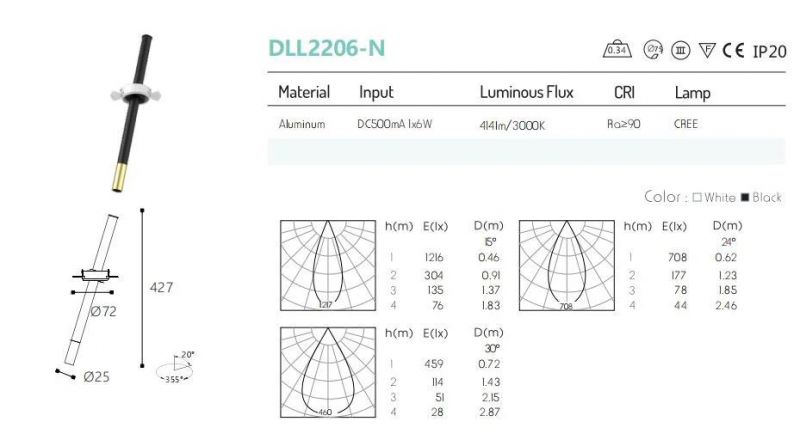 6W Modern Dimmable Ceiling Recessed Tubular Slim LED Spotlight