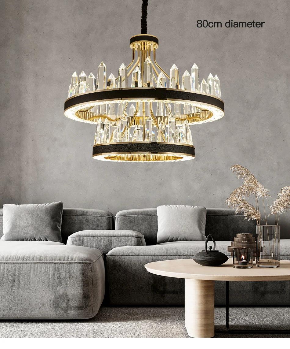 Rectangular LED Crystal Drop Pendant Lamp Gold Chandelier