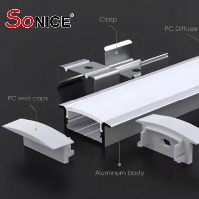 LED Strip with U/V Shape Aluminium/Aluminum Profile LED Linear Light with Milky/Diffuser/Transparent/Frosted/Clear PMMA PC Cover