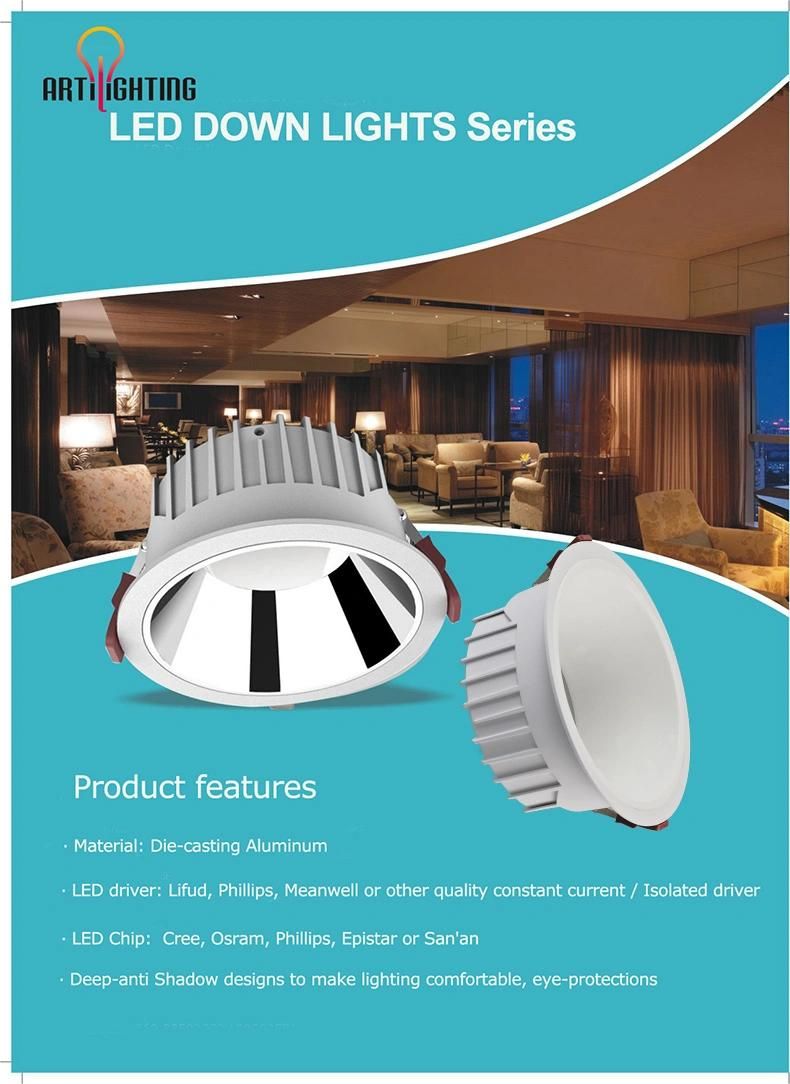 CE RoHS Anti-Glare Spotlight Living Room Bedroom Soft Light Embedded Downlight