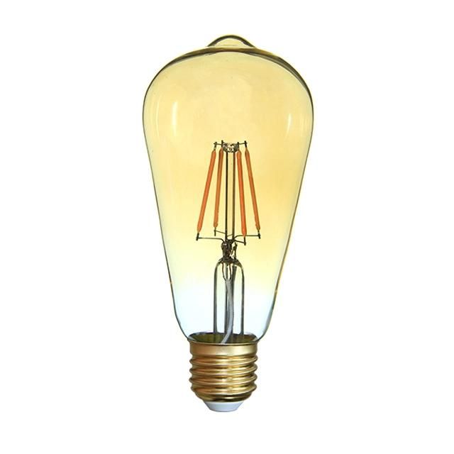 Amber Glass Light Bulb St64 220-240V 6W 600lm E27 Vintage Filament Bulb