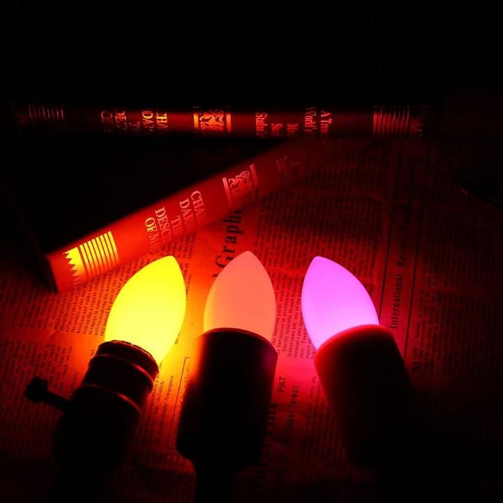 Colorful Small LED Bulb 3W C37 E27 Red/Yellow/Blue/Green/Orange/Violet/Pink LED Colored Bulbs for Christmas Tree