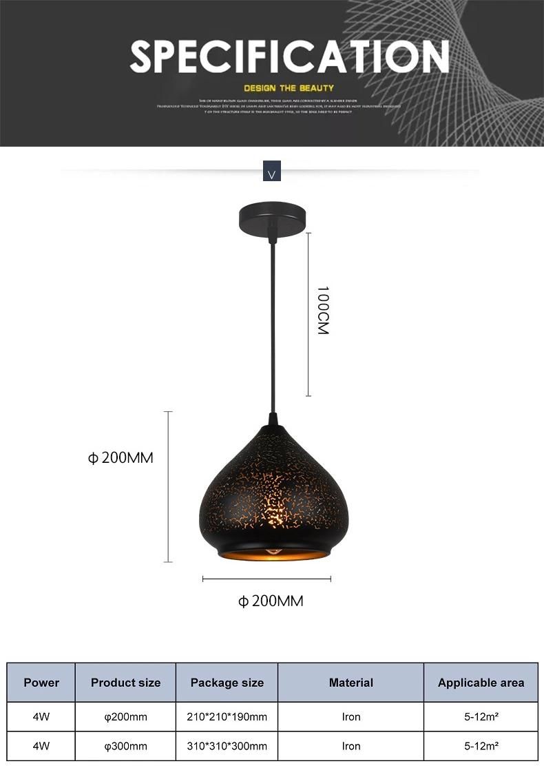 Retro Industrial Style Loft Iron Drop Light Energy Saving Light Decoration Pendant Lamp for Indoor Dining Room
