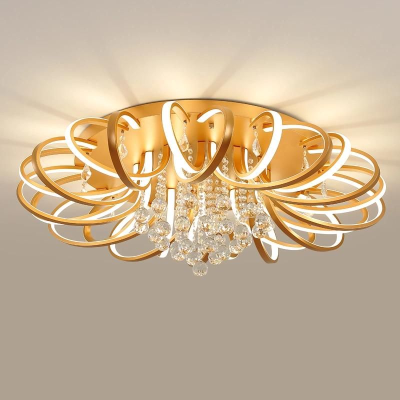 2022 Nordic Round Living Room Acrylic LED Crystal Ceiling Lamps for Bedroom