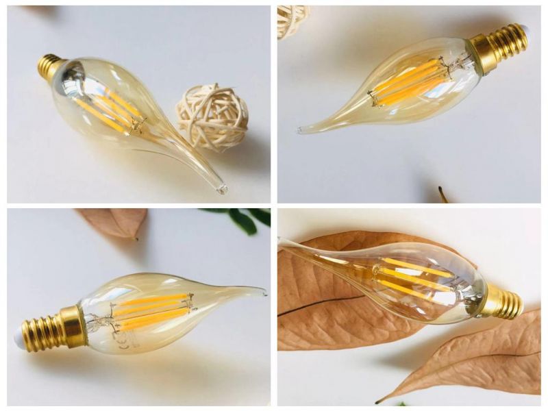 Chinese Factory Price LED Vintage Lamp C35 4W E14 Clear Glass Bulb Light Decorative LED Candle Filament Bulb for Indoor Lighting