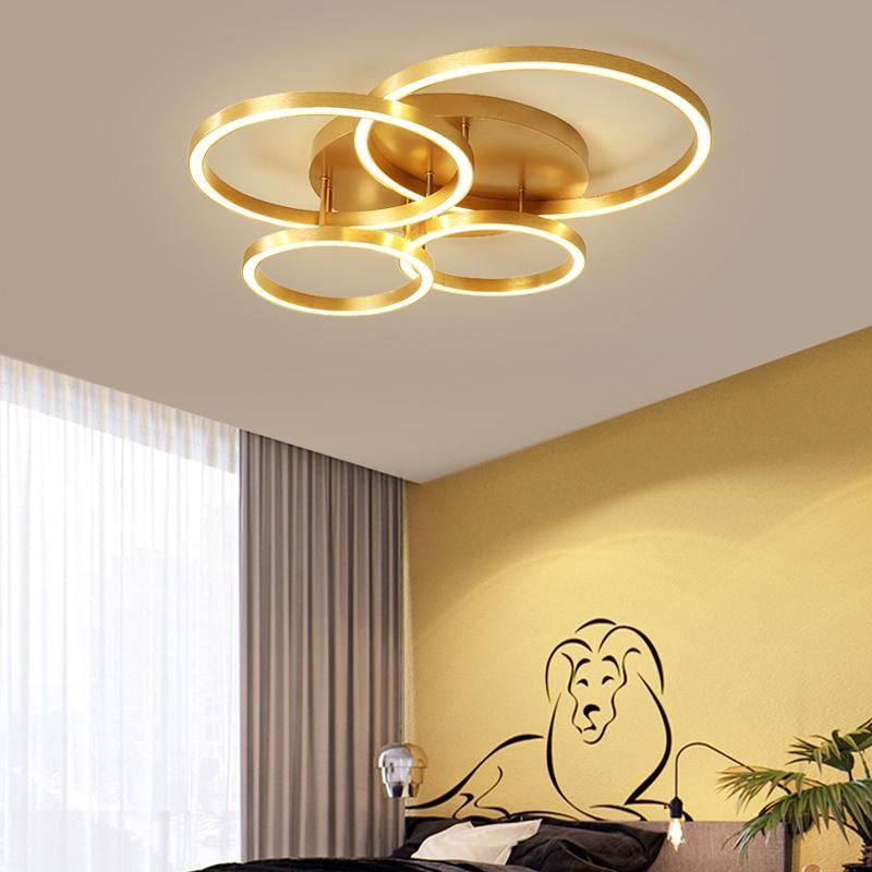 Luxury Hotel Golden Rings Acrylic LED Ceiling Lamps