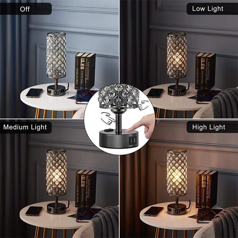 Modern Bedside Bedroom Living Room Decorative Light Crystal USB Table Lighting