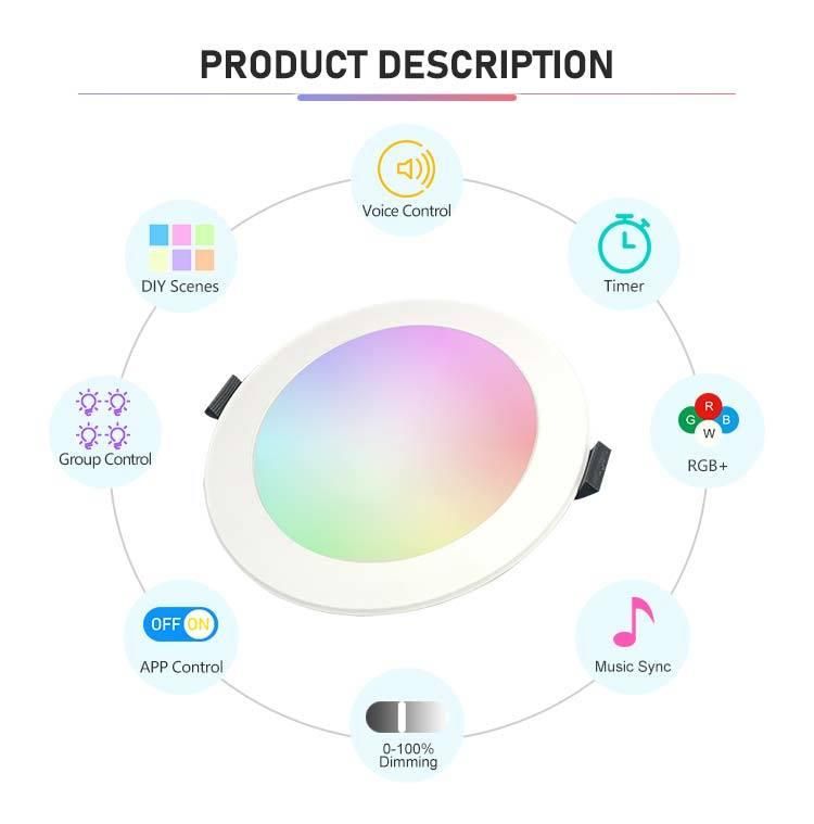 RGB+CCT 2700K-6000K WiFi Tuya Smart LED Ceiling Downlight