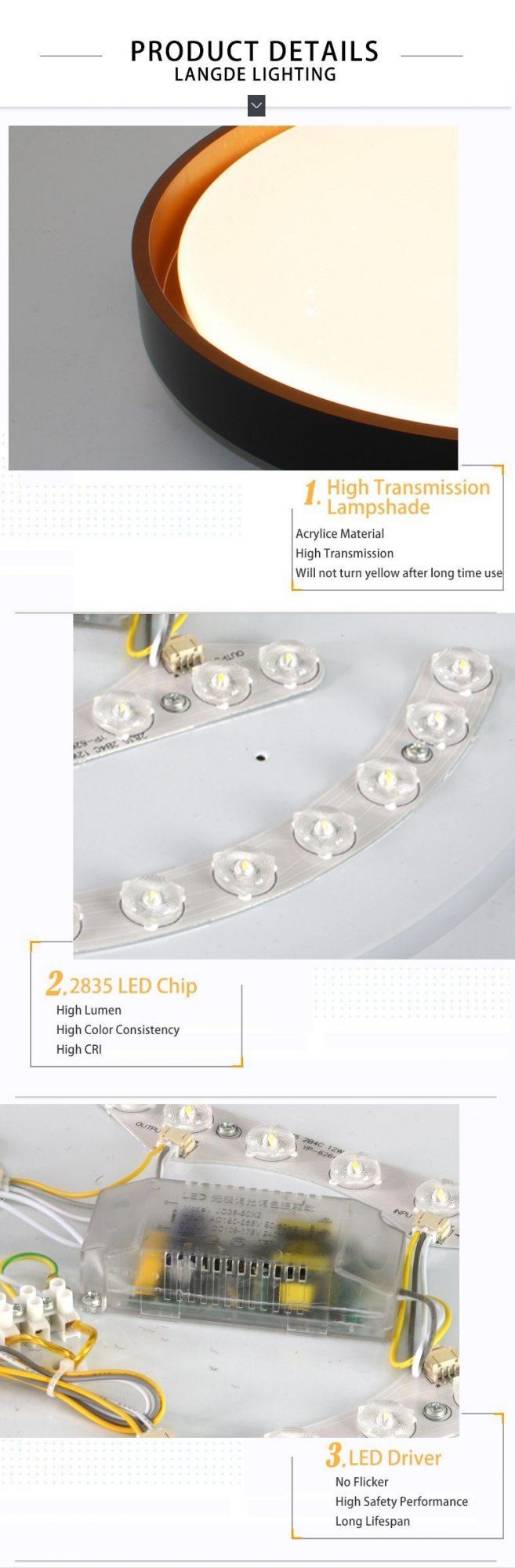 Langde Modern Bedroom Light Star Plastic Cover Dimmable Acrylic Ceiling Light Ld4102b