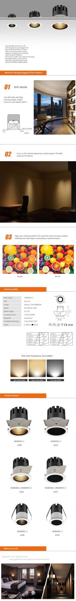 High Quality Round Aluminum LED Downlight IP20 Housing