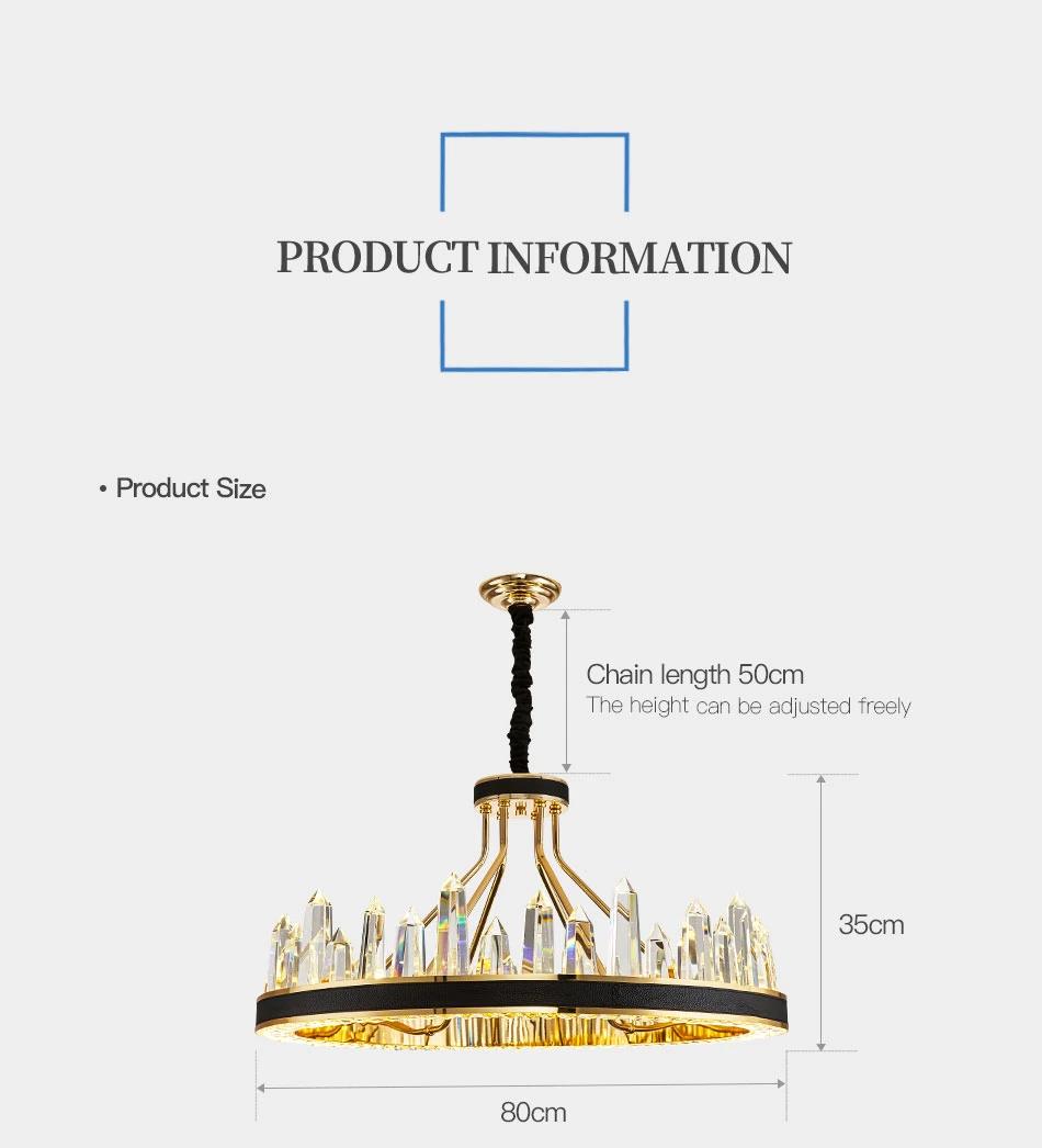 Rectangular LED Crystal Drop Pendant Lamp Gold Chandelier