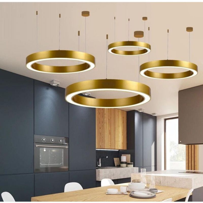 Plating Stainless Steel LED Pendant Light, Modern Chandelier Ceiling Light Fixture, Warm White, 3000K, Adjustable