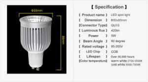 5W GU10 COB LED Spot Light White Light/Warm White Light