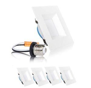 Dimmable 4 Inch 8W 120V LED Downlight/5 In1 CCT Tunable Square Retrofit