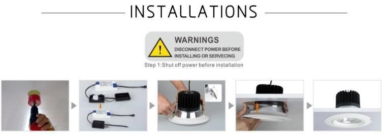 Triac Phase Dim Warm Dim 2000-2800K 15W COB LED Downlight