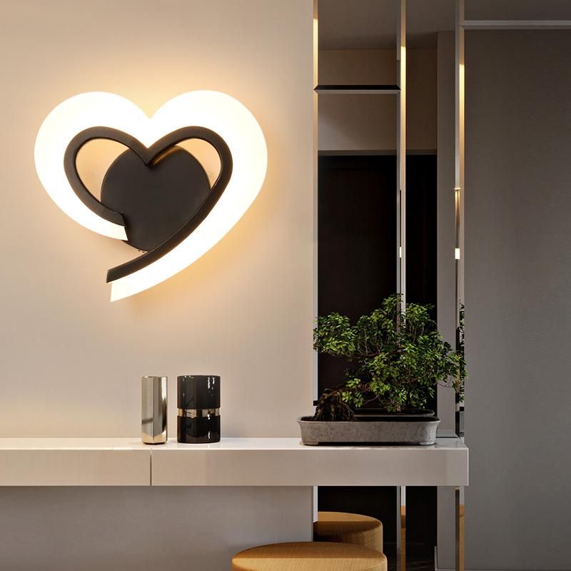 Romantic Heart Shape Acrylic Lights LED Wall Lamp Stair Bedside Indoor Light