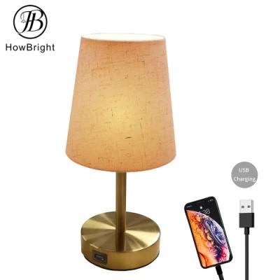 How Bright Nordic Design E12 Bulb Table Lamp with Fabric Shade with USB Gold Color for Home Office Hotel Table Lamp