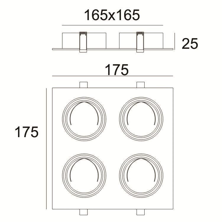 220V GU10 LED Bulb Square Recessed Downlight Ceiling Lamp LED Decorative Lighting Fixture
