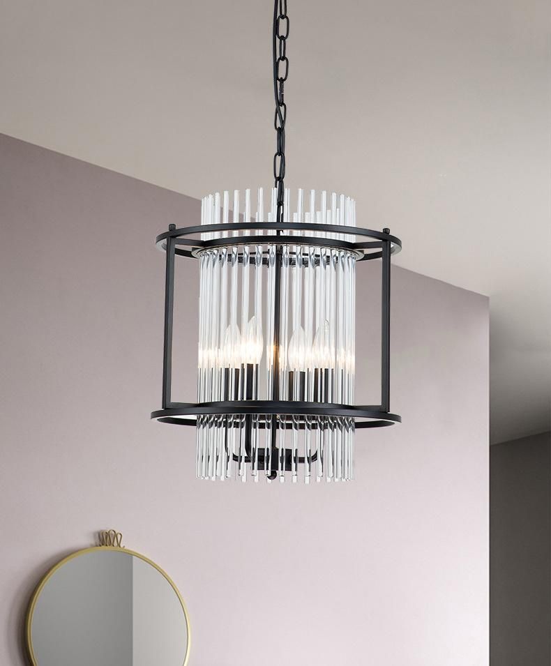 Farmhouse Decoration Luxury Black Metal Glass Round Contemporary Lighting Pendant for Home Hotel