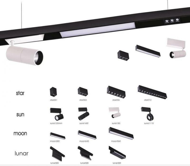 New Pattern Borderless Embedded Magnetic COB LED Track Light Spotlights