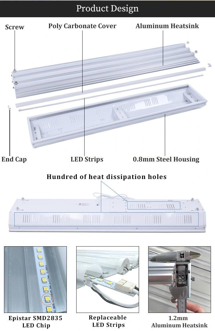 Dustproof Indoor 4FT LED Linear High Bay Lights for Storehouse