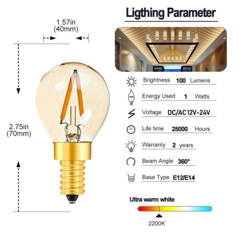 Gold Tint 2200K G40 1W LED Filament Bulb