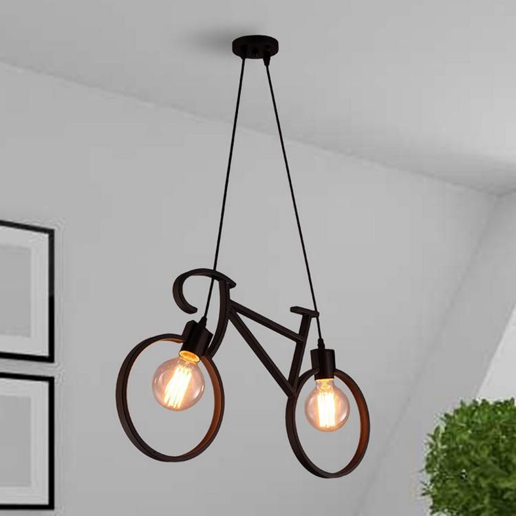 Chandelier Iron Craft Bike Pendant Lamp Restaurant Ceiling Lamp E27 Industrial Style Decorative Lighting Height Adjustable