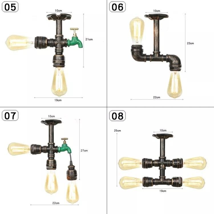 Vintage Iron Rust Water Pipe Lamps E27 Loft Light Indoor Home Lighting Retro Industrial Ceiling Lamp