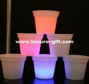 Fo-9504 LED Mini Light up Flower Pot White Plastic