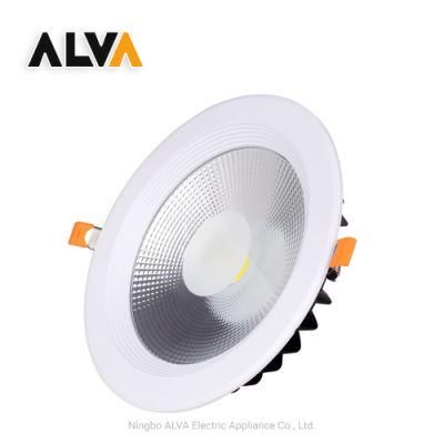 Recessed LED Retrofit Aluminium High Power Quality Ceiling Spot Daylight 30W COB LED Circle LED Downlight Down Light with CE CB Dimmable