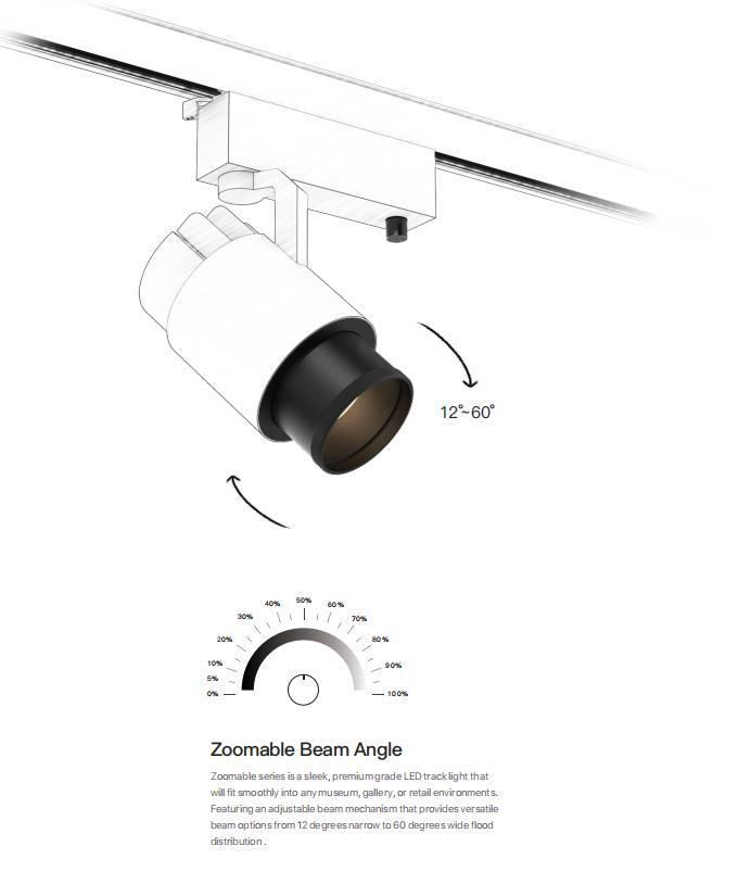 Home Furnishing Lighting LED Zoomable Track Light CRI90