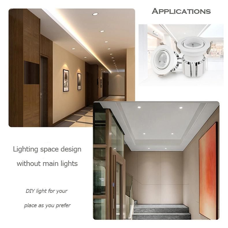 Interior White 7W 15W 25W 35W Shop COB Hotel Recessed Adjustable Round Down Light LED Downlight