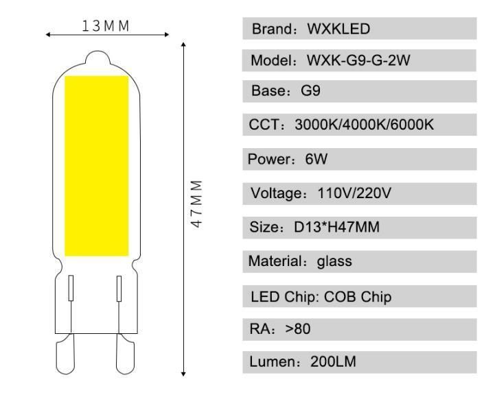 New G4 G9 LED Light COB Glass Housing Light 110V 220V Replacement Halogen Lamp