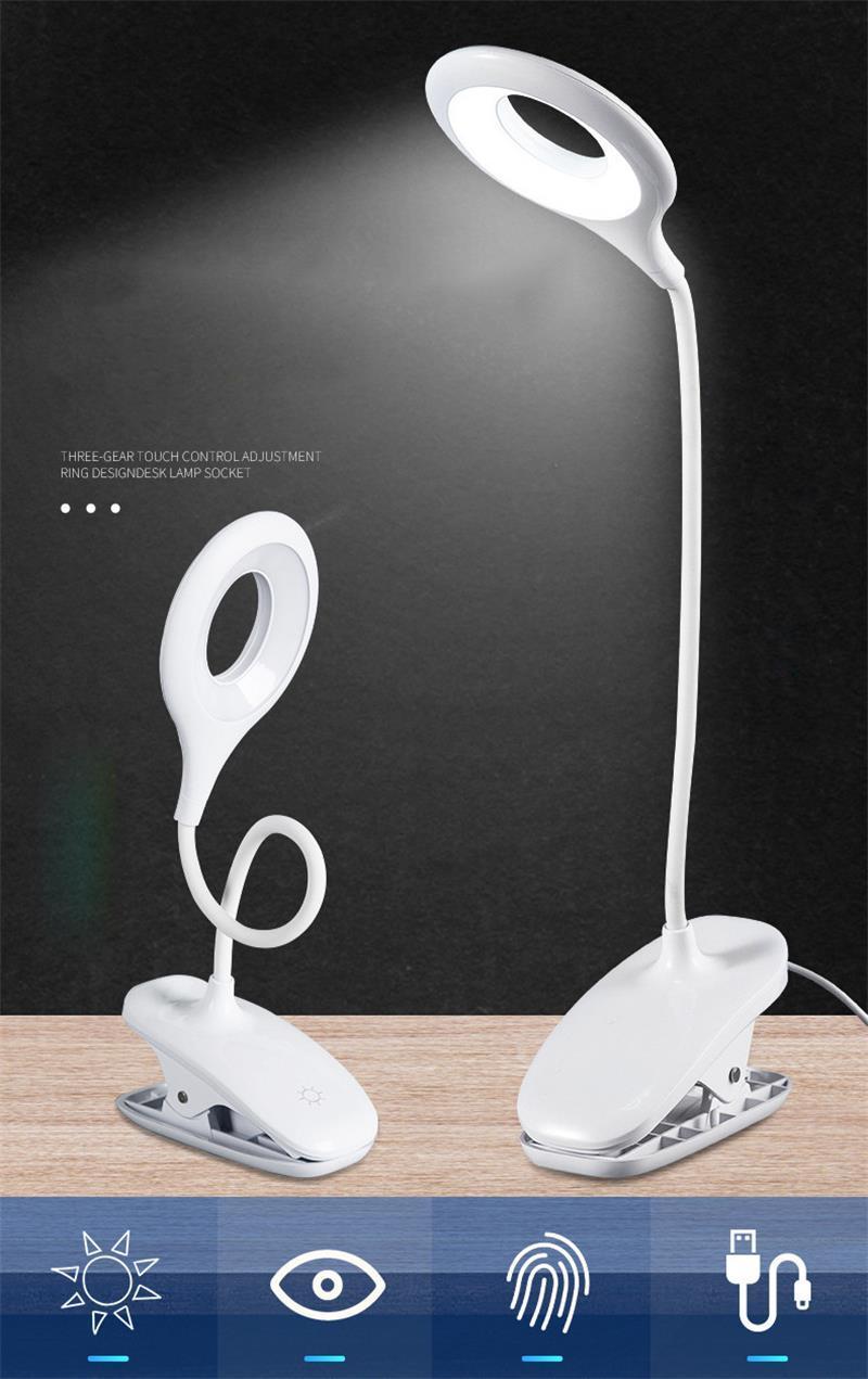 Nordic Indoor USB Clip Light Reading Book Night Light Mini LED Desk Lamp