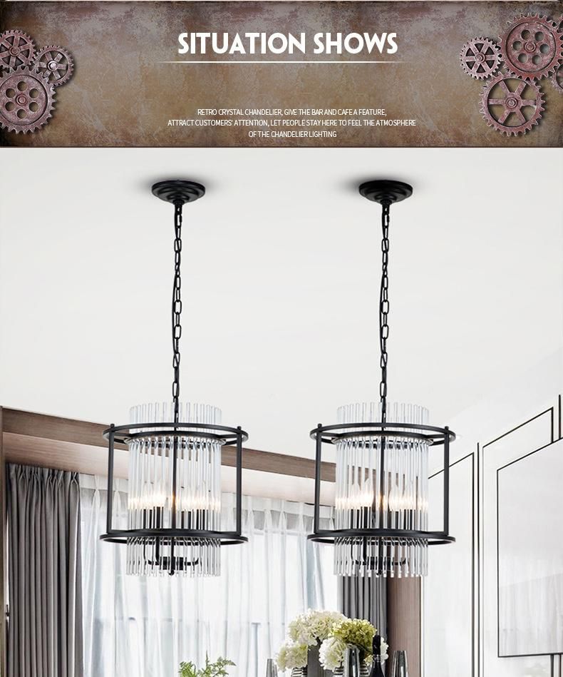 Farmhouse Decoration Luxury Black Metal Glass Round Contemporary Lighting Pendant for Home Hotel