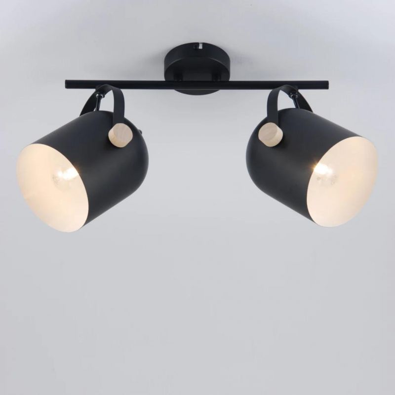 Metal Material & Wood Wall Lamp White/Black Color E27 Spot Wall Light for Home Decoration