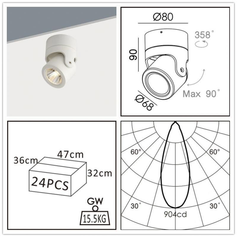 Adjustable Professional Chinese Manufacturer Produced Surface Mounted LED Down Light