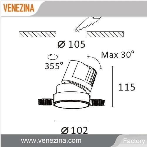 Venezina 2020 New Style COB LED IP65 Anti-Glare LED Spotlight Adjustable Down Light Recessed LED Downlight