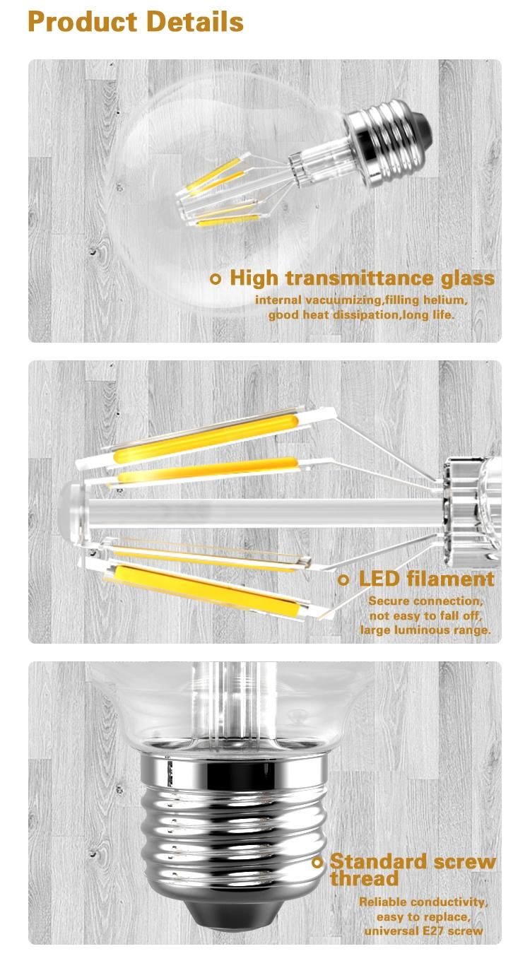 G95 4W LED Filament Bulb Lights with Ce E27