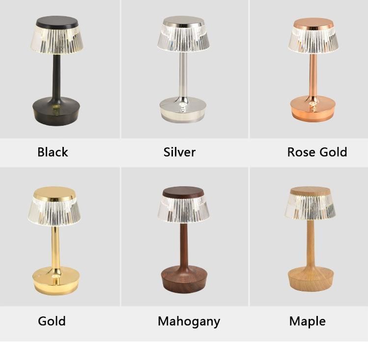 Hot Selling Wholesale Silver ABS Rechargeable Battery Operated LED Dining Table Lamp Cordless Restaurant Hotel Bedroom Dining Room Lighting Desktop Light
