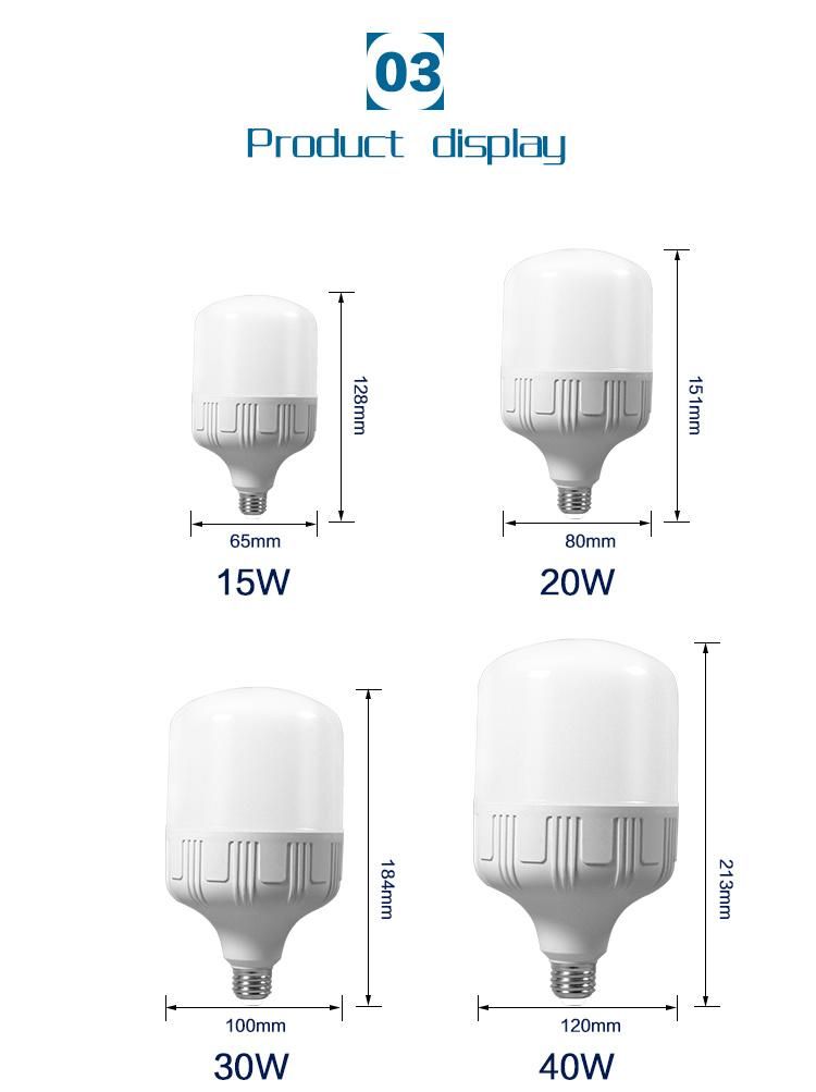 15W/20W/30W/40W E27 Plastic-Coated Aluminum High Power LED Bulb Light