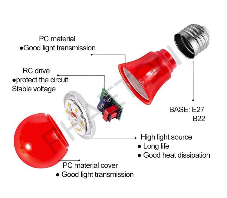 A50 A60 A19 3W SMD Plastic PBT LED Color Bulb