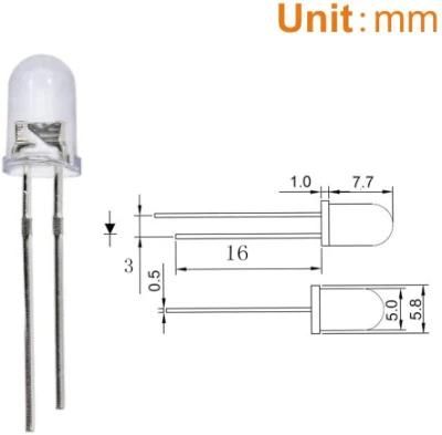 5mm Red LED Diode Lights Clear Emitting LEDs for High Intensity Super Bright Lighting Bulb Lamps Electronics Components Lamp Diodes