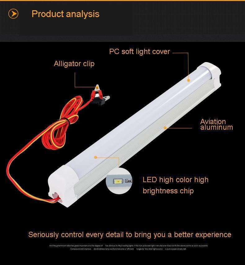 Cheap T8 Lights LED DC 12V Light Tube 15cm 30cm 60cm 120cm with Clip