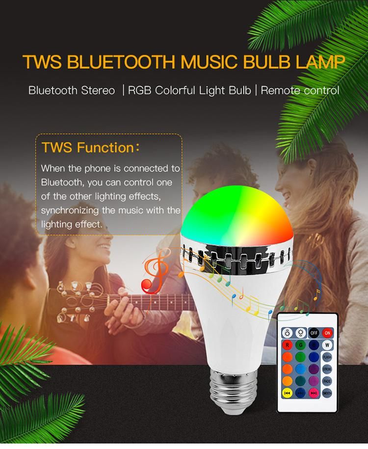 E27 Smart RGB RGBW Wireless Bluetooth Speaker Bulb 220V 12W LED Lamp Light Music Player Dimmable Audio 24 Keys Remote Controller