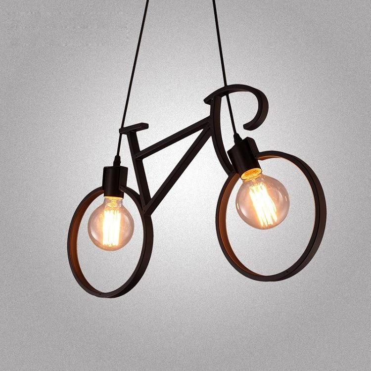 Chandelier Iron Craft Bike Pendant Lamp Restaurant Ceiling Lamp E27 Industrial Style Decorative Lighting Height Adjustable