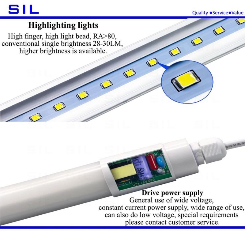 New Design Aluminum 2FT 4FT 5FT 6FT 8FT IP65 T8 LED Tube Lights 100lm/W TUV CE RoHS Approved 6watt LED Tube Light Strip