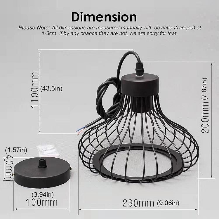 Retro Iron Restaurant Bar Chandelier Creative Black Single-Headed Small Gourd Iron Wire Chandelier