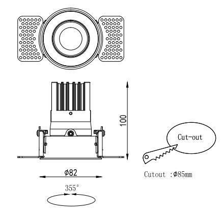 Trimless Aluminum Ceiling Spotlight Series 15W LED Dimmable